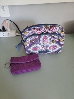 Purple Cosmetics Bag/Wallet Set